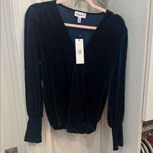 Veronica M Midnight Blue Velvet Blouse